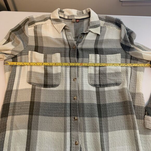 Pilcro Tunic Button Up Shirt Duster Plaid Long Sleeve Anthropologie Size Medium - Picture 12 of 16